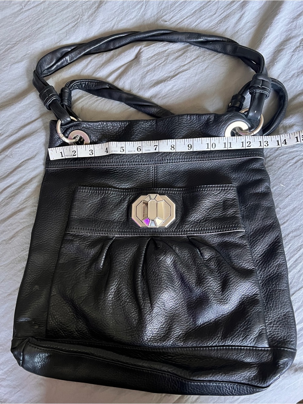 B Makowsky Black Leather Handbag